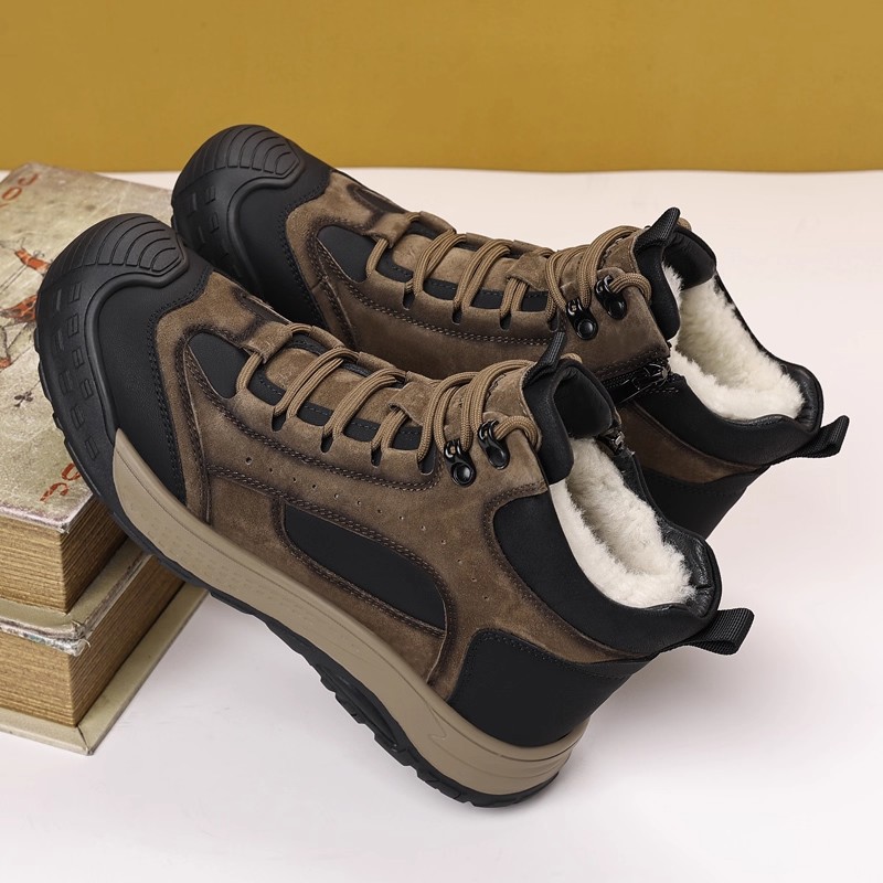 东北雪地靴男款冬季加绒加厚保暖男士短靴皮毛一体男鞋羊毛棉鞋男