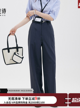 达佳诗灰色西装裤女夏修身显瘦职业直筒裤子气质职场高级感正装裤