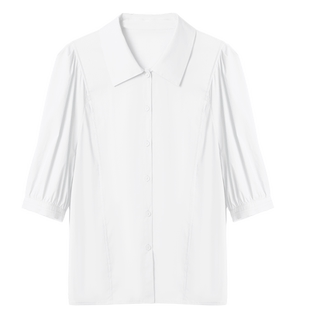 达佳诗白色衬衫女2026夏季新款职业白领通勤穿搭上衣短袖方领衬衣