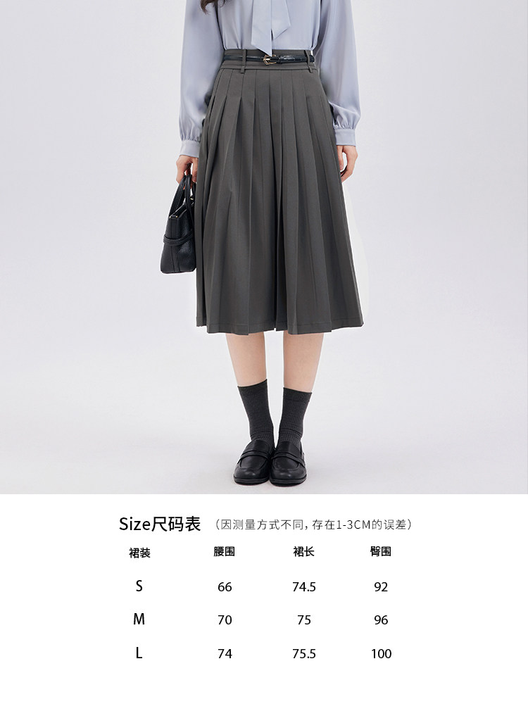 Dajia Shi Gray Skirt for Women, New Spring and Autumn Style, Elegant and Light, Suitable for Workplace and Commuting, High-Waisted Pleated Skirt