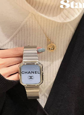 星光记复古精致不锈钢金属表带适用iwatch10987se简约通勤百搭s11