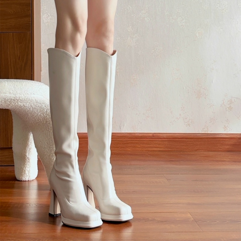 瘦瘦弹力靴显腿细法式高筒靴