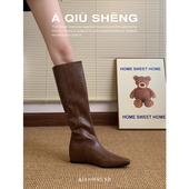 网红小个子内增高长靴女加绒保暖2025年新款 显瘦骑士靴百搭直筒靴