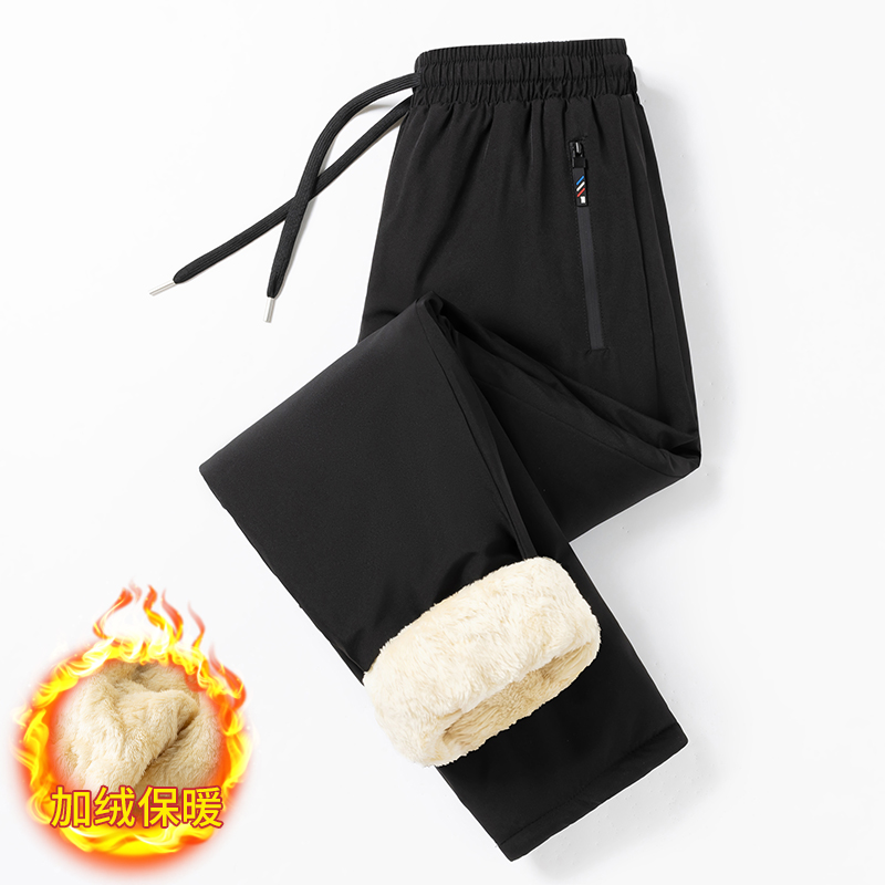 冬季男士裤子羊羔绒加绒加厚束脚卫裤棉裤中老年长裤子宽松运动裤