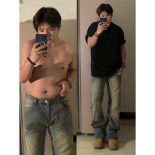 cleanfit黑色正肩t恤胖女生穿搭重磅小领口短袖美式纯棉内搭半袖