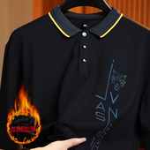 翻领polo衫 宽松长袖 超大号胖人加绒加厚t恤7XL 加肥加大码 肥佬男装