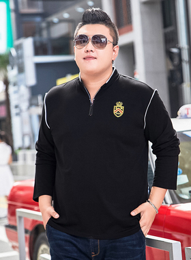 胖子男装加肥加大码长袖t恤肥佬特大号宽松冬款加绒体恤卫衣XXXXL