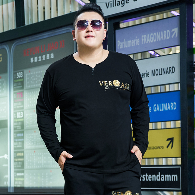 豪朗格长袖休闲大码T恤