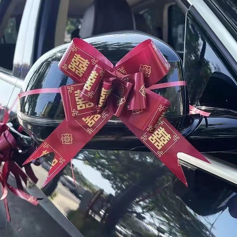 大号蝴蝶结丝带拉花结婚车门把手婚车装饰彩带拉花球花车房间雪纱