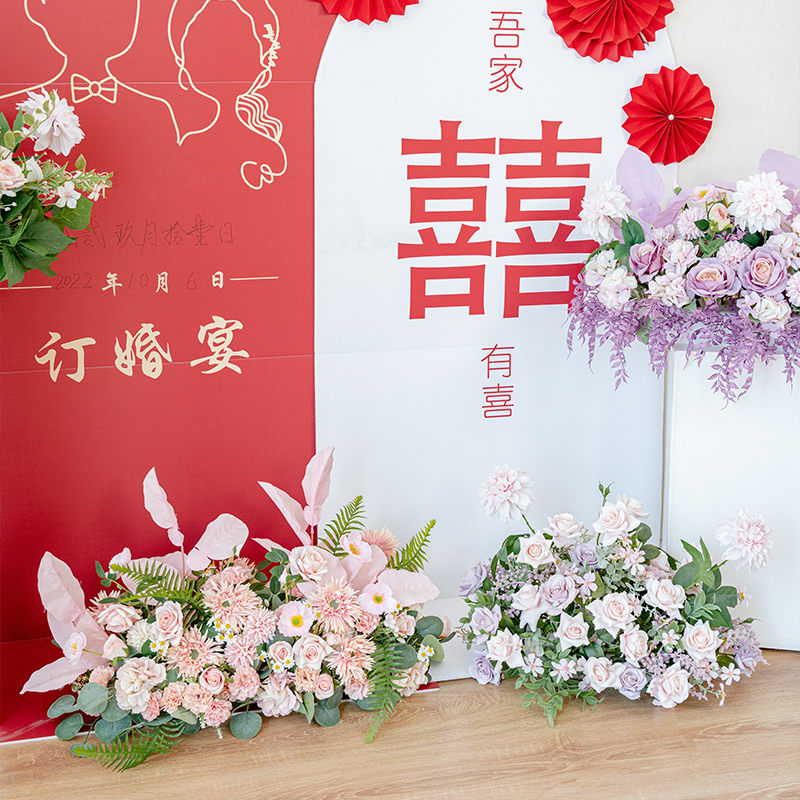 布置婚庆花引路花地排花仿真花排