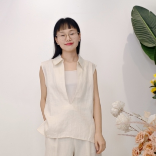 可路莎专柜252389夏季宽松深V无袖衬衫女气质通勤简约上衣