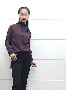 可路莎99763羊毛衫秋冬新款女高领针织打底衫慵懒风毛衣
