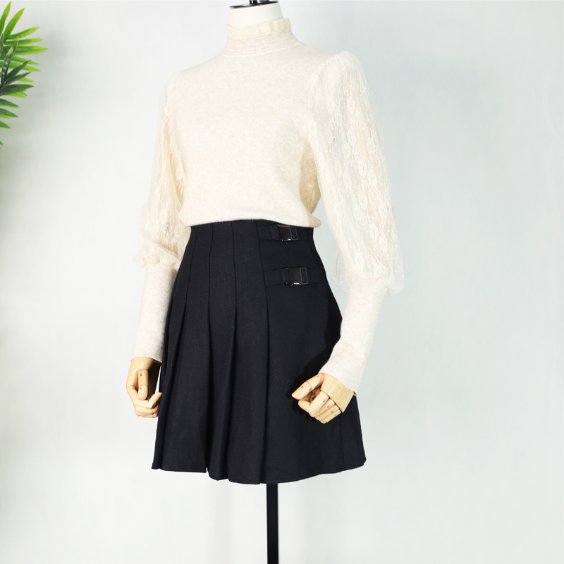 秋冬百搭学院风压褶半裙