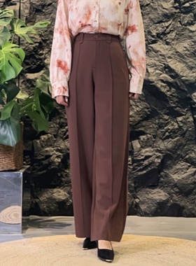 可路莎专柜241205春秋通勤正装西裤女高腰休闲直筒裤阔腿长裤