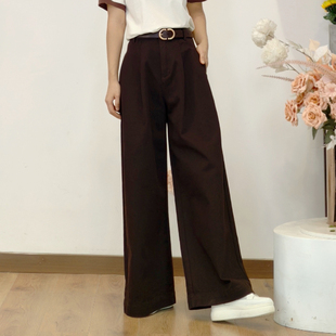 可路莎专柜251194春秋宽松休闲大脚拖地裤 女阔腿长裤