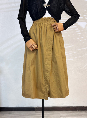 可路莎专柜232311休闲荷叶边半身裙女夏季新品休闲垂感A字裙