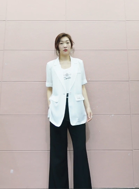 可路莎C212610简约西装短袖女夏季宽松百搭薄款西服防晒外套