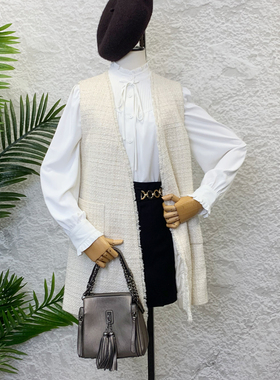 可路莎香风马甲春秋新款减龄洋气收腰针织编织背心裙女201005