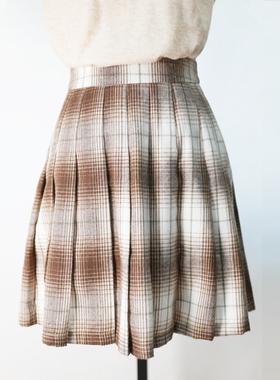 艺素晓212124新款秋冬百褶裙高腰格子百搭减龄半身裙短裙内衬防走