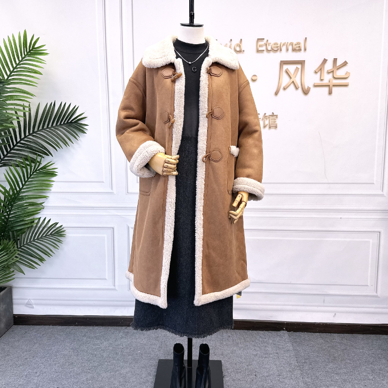 可路莎246773冬学院风颗粒绒大衣