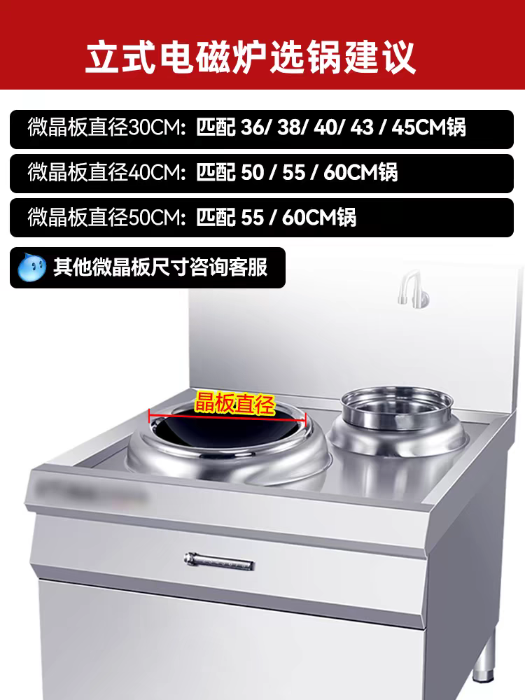 商用凹面电磁炉专用炒锅酒店炒菜锅电磁灶无涂层不锈钢不粘锅圆底
