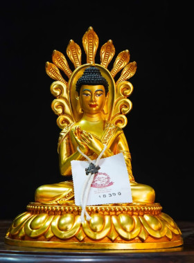 藏传纯铜五寸龙树菩萨佛像家用供奉摆件精品仿古鎏金密宗神像铜像