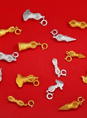 S925纯银镀金铃杵藏式钺刀