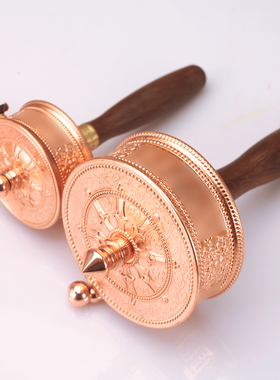 纯铜藏式手摇转筒亚青大小号家用电镀红铜手摇双轴承雕花随身摆件