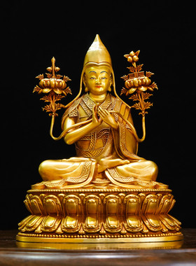 藏传纯铜麦彭仁波切佛像家用摆件尼泊尔工艺精品仿古鎏金家居铜像
