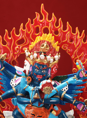 藏式纯铜西藏普巴金刚全身可拆背光家用供奉摆件精品彩绘佛像装物