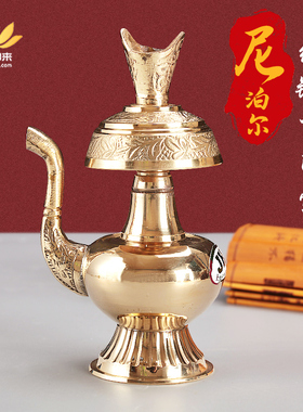 纯铜藏传用品尼泊尔工艺文巴壶净水瓶贲巴壶灌顶密宗法器宝瓶小号