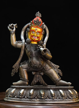 藏传纯铜九寸金刚手菩萨佛像家用供奉摆件白铜精品仿古鎏金铜像