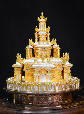 藏式纯铜十一寸大幻化坛城家用供奉摆件金银双色鎏金鎏银密宗精铜