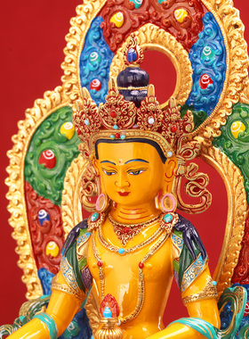 藏式纯铜七寸地藏王佛像家用供奉摆件精品全身彩绘1尺铜像可装物