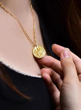 S925纯银镀金情侣黄财神吊坠藏式度母文殊作明佛母项链配饰项坠