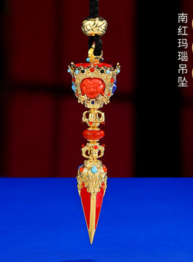 金刚杵S925银三面普巴杵吊坠头南红石金刚杵精品吊坠随身配饰挂件