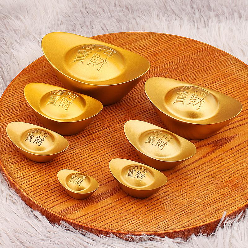 纯铜实心招财大号金元宝家居客厅玄关仿真道具元宝摆件工艺品