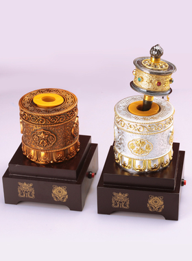 电动手摇电转动底座合金底座西藏式两色多款可选手摇座莲花八吉祥