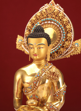 藏式纯铜七寸阿弥陀佛像佛供奉摆件精品全身1尺家用装物尼泊尔民