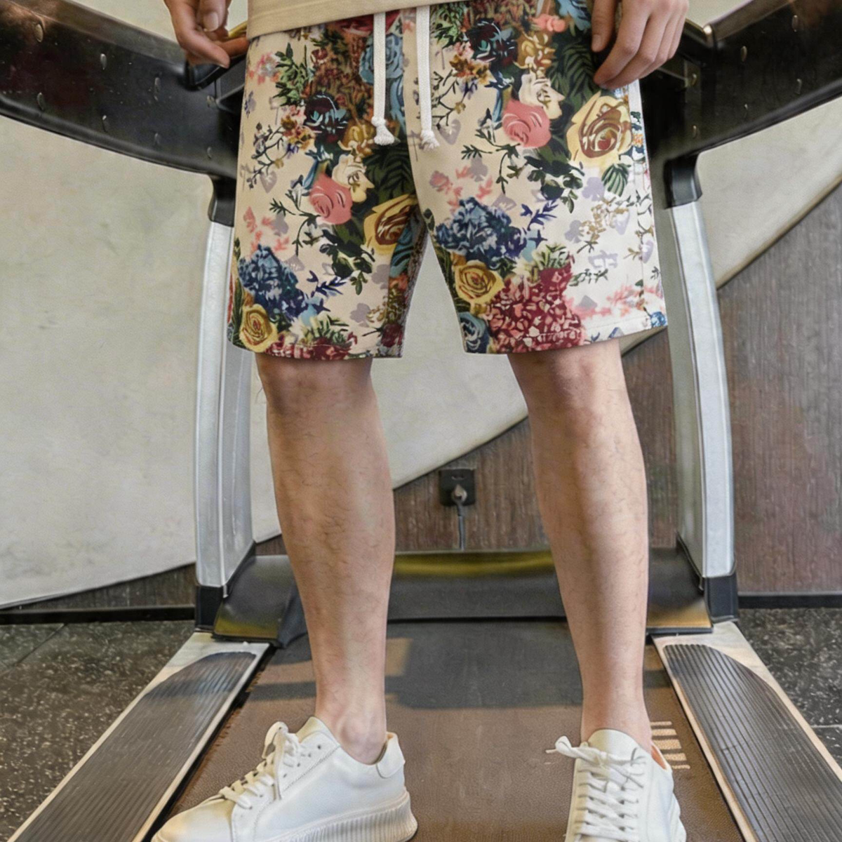 玫瑰花短裤男夏季速干凉爽潮牌设计感小众休闲运动男生款五分裤子