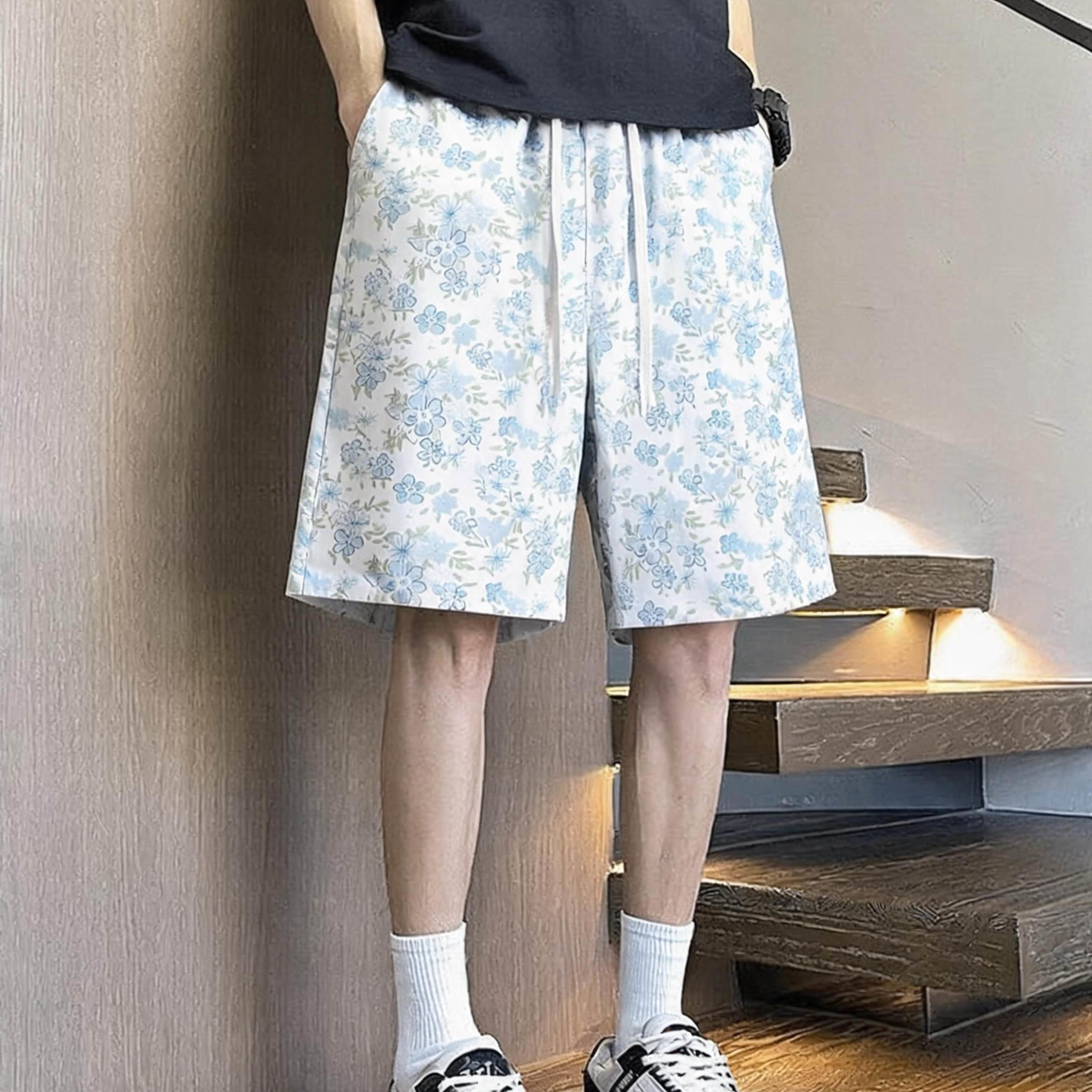美式爆款粉调短裤男女夏季薄款冰丝感面料大码显瘦遮肉外穿休闲裤
