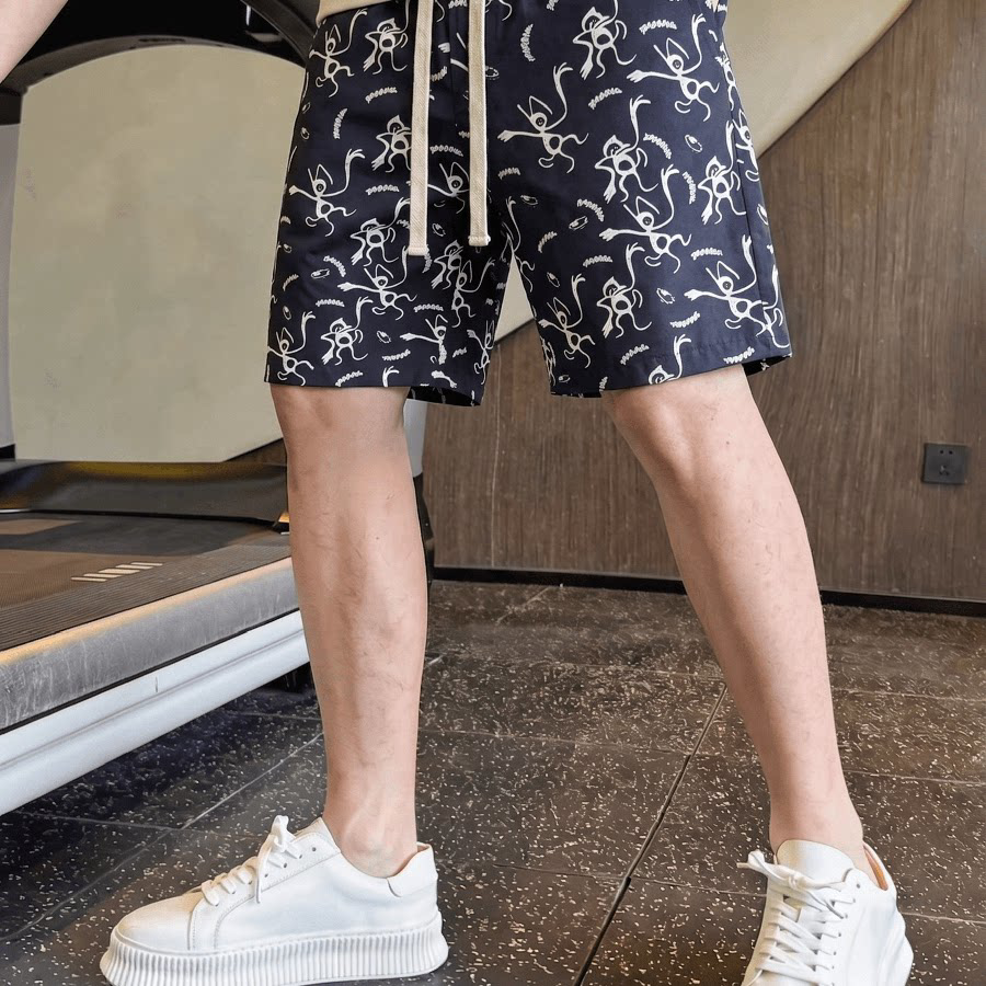 美式痞帅印花短裤男女夏季新款潮牌外穿五分裤男士休闲运动沙滩裤