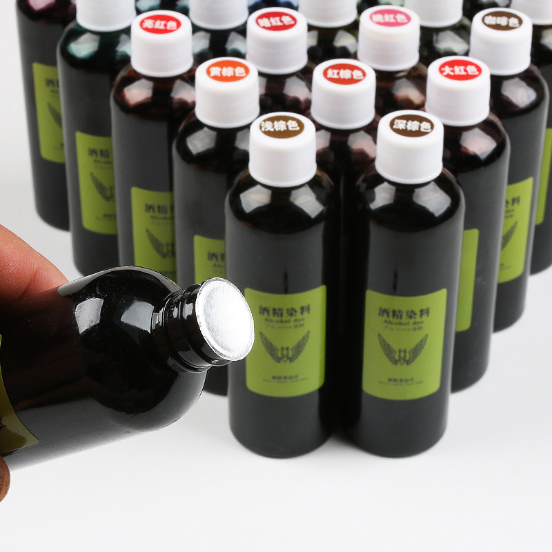 皮具酒精染料 皮雕植鞣革黑色手工diy皮革染色剂可稀释染料100ml