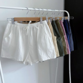 透气休闲短裤 高腰阔腿三分裤 女大码 夏季 宽松居家薄款 a字睡裤 热裤