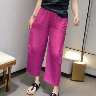 仿棉麻休闲九分裤 宽松显瘦中老年阔腿裤 女新款 百搭直筒裤 时尚 夏季