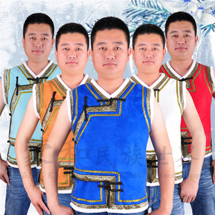 new男士蒙古族鹿皮绒棉马甲 成人男士棉马甲民族服装(支持定制)