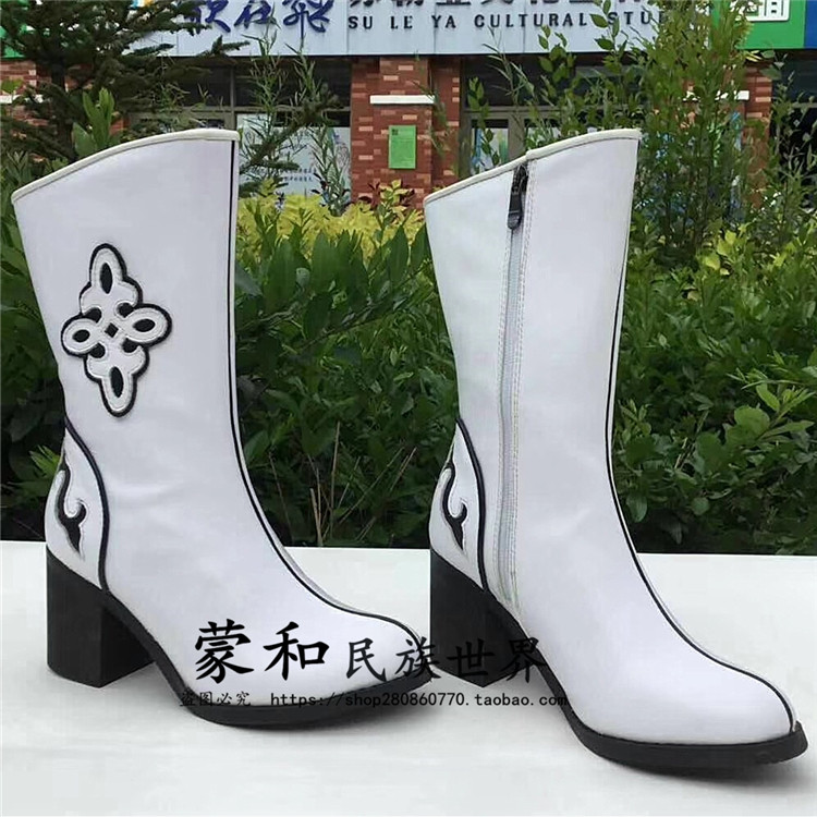 蒙古族女靴子  女款纯牛皮蒙古长筒手工马靴  日常女鞋舞蹈靴