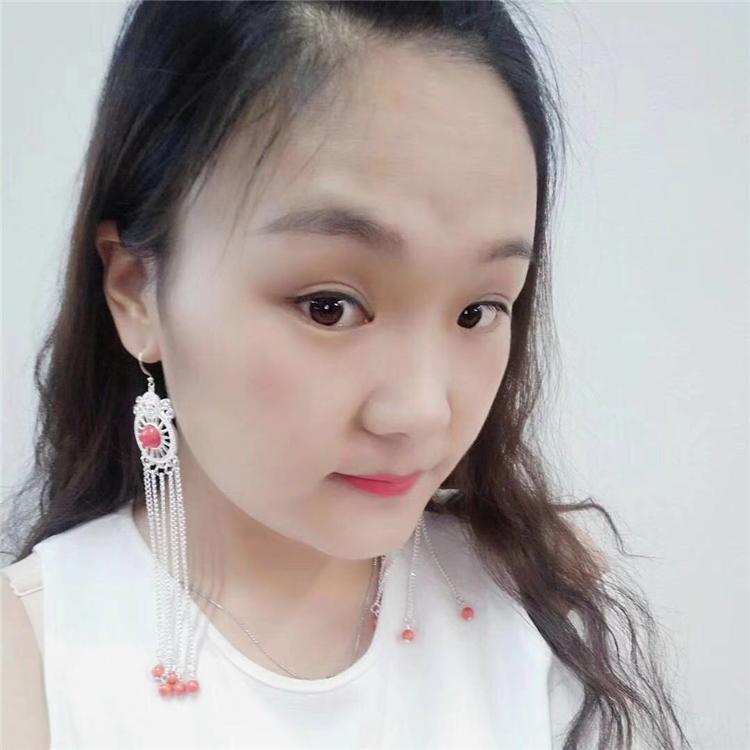 蒙古族耳环女士长链流苏耳坠蒙古袍配饰防过敏耳勾演出舞蹈耳环