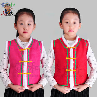 新儿童棉蒙古族马甲鹿皮绒坎肩演出服装日常女不限季节加厚