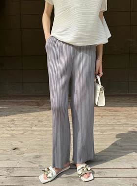 MASA 三宅风褶皱阔腿裤女2022新款高腰宽松百褶直筒休闲裤通勤